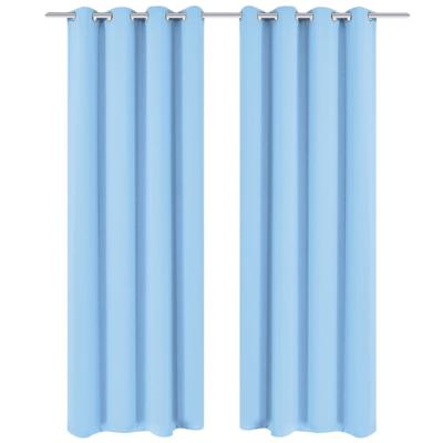 VidaXL Gordijnen met metalen ringen verduisterend 135x175 turquoise 2 st VidaXL Gordijnen met metalen ringen verduisterend 135x175 turquoise 2 st