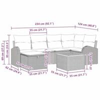 Tuinbankenset met kussen met opslag 7 pcs Zwart poly rattan - thumbnail