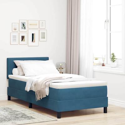 Boxspringbed met matras fluweel donkerblauw 100x200 cm