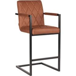 LABEL51 Barkruk Denmark - Cognac - Microfiber - Zithoogte 67