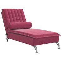 Massage chaise longue met bolster fluweel wijnrood - thumbnail