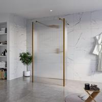 Fortifura Galeria Vrijstaande Inloopdouche - 110x200cm - Helder geribbeld - antikalk - 8mm veiligheidsglas - 2 zijwanden 30cm - wandsteunen en hoekprofielen - Geborsteld koper PVD (Koper) SW927772 2x/SW915253/SW797945 2x/SW876703 2x - thumbnail