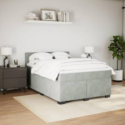 Boxspring met matras fluweel lichtgrijs 160x200 cm