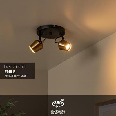 Lucide EMILE - Plafondspot - Ø 20 cm - 2xGU10 - Mat Goud / Messing