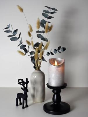 LED Kaars Wax Zilver 10cm - thumbnail