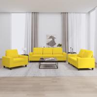 3-delige Loungeset stof lichtgeel - thumbnail