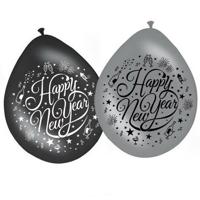 Happy new year ballonnen zwart/zilver - thumbnail