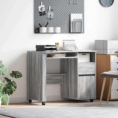 Bureau met Wielen met lade Grijs 91 x 50 x 77 cm Bewerkt hout