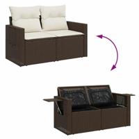 5-delige Loungeset met kussens poly rattan bruin - thumbnail
