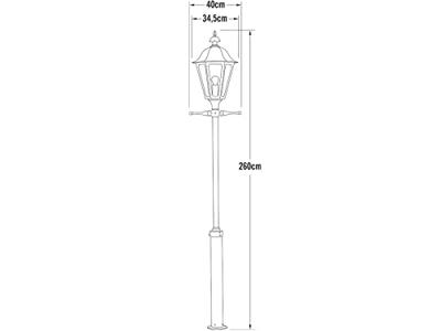 Lantaarnpaal Pallas 1-lichts 260 cm matzwart 550-750