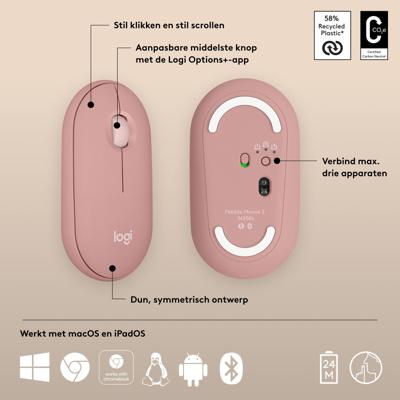 Logitech Pebble 2 M350s Roze Draadloze muis Logitech Pebble 2 M350s Roze Draadloze muis