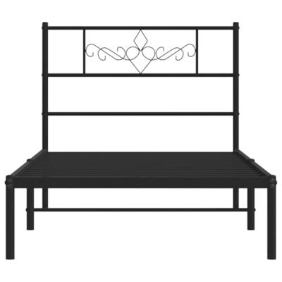 Bedframe met hoofdbord metaal zwart 90x200 cm Bedframe met hoofdbord metaal zwart 90x200 cm