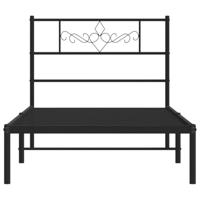 Bedframe met hoofdbord metaal zwart 90x200 cm - thumbnail