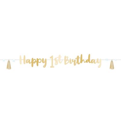 Amscan letterslinger happy 1st birthday goudkleurig 1,8 m | 24 stuks Amscan letterslinger happy 1st birthday goudkleurig 1,8 m | 24 stuks
