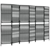 Kamerscherm 6 panelen poly rattan zwart - thumbnail