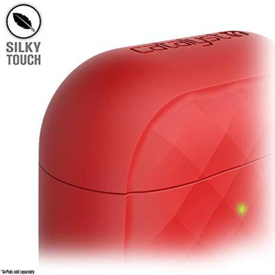 Catalyst Ring Clip Case voor AirPods 1 en 2 - Siliconen AirPods-case met textuurpatroon, hoogglanzende oppervlakteafwerking met extra grip, compatibel met draadloos opladen - Rood