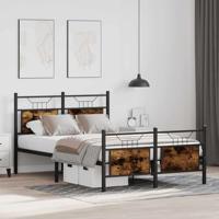 Bedframe zonder matras hout gerookt eikenkleurig 120x190 cm - thumbnail