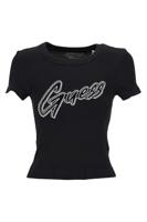 Guess Rib Logo T-Shirt Dames Zwart - Maat S - Kleur: Zwart | Soccerfanshop - thumbnail