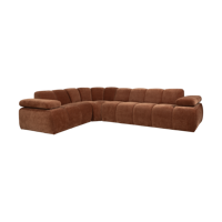WOOOD Mojo hoekbank links ribstof roestbruin - thumbnail