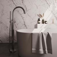 Brushed Edition vrijstaande badmengkraan SET 01 met staaf handdouche en doucheslang RVS geborsteld PVD - thumbnail