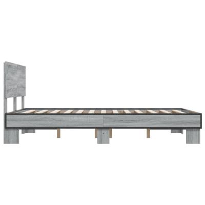 Bedframe bewerkt hout metaal grijs sonoma eiken 120x200 cm