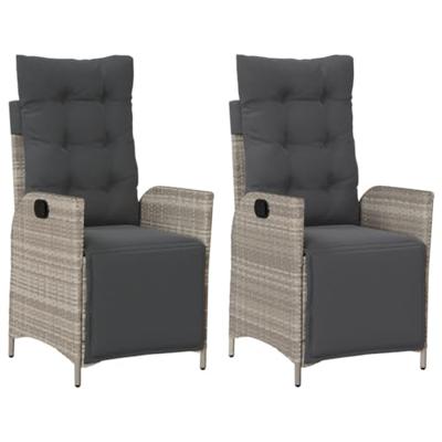 Tuinstoelen 2 st verstelbaar voetensteun poly rattan lichtgrijs
