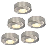 Set van 5 Pavo - Platte LED opbouwspots 23mm - 3W 300lm - 2700K - Dimbaar - Rond - IP44 - RVS - thumbnail