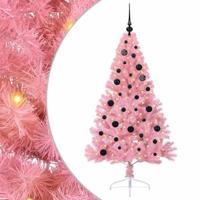 VidaXL Kunstmatig voorverlicht kerstboom met 150 led roze 150 cm pvc - thumbnail