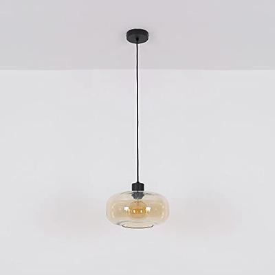 Globo Zwarte hanglampGiuseppe amber glas - 15566HA