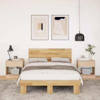 Bedframe hoofdeinde zonder matras 120x190 cm massief hout eiken - thumbnail