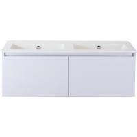 Frozen Badmeubelset 120 cm - Greeplijst in Kleur - Wit Hoogglans - Keramische Wastafel Wit Zonder Kraangat - thumbnail
