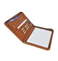 Schrijfmap DESQ A4 kunstleder met rits bruin - thumbnail