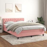 Boxspring met matras fluweel roze 140x200 cm - thumbnail