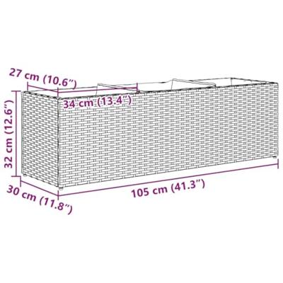 VidaXL Plantenbakken met 3 potten 2 st 105x30x32 cm poly rattan grijs VidaXL Plantenbakken met 3 potten 2 st 105x30x32 cm poly rattan grijs