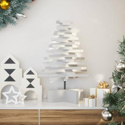 VidaXL Kerstdecoratie kerstboom 60 cm massief grenenhout wit VidaXL Kerstdecoratie kerstboom 60 cm massief grenenhout wit