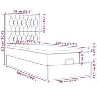 Ottoman bed met matrassen en LED's 90x200cm fluweel lichtgrijs - thumbnail