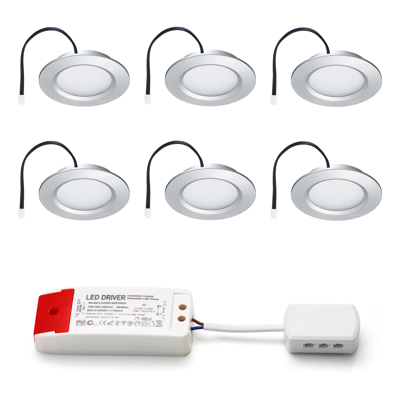 Set LED-inbouwspot Modena zilver 3W dimbaar 3-6 stuks