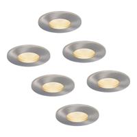 Set van 6 Vegas - LED platte inbouwspots met lage inbouwdiepte 60mm - 6 Watt 570 Lumen - 4000K Neutraal wit - GU10 LED Module - Dimbaar - Rond - IP44 voor badkamer, buiten en binnen - RVS - thumbnail