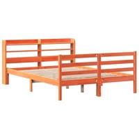 Bedframe zonder matras massief grenenhout wasbruin 150x200 cm - thumbnail