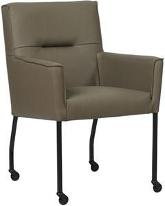 Grijze leren moderne eetkamerstoel Lucky - Toledo Leer Smog (grijs leer)