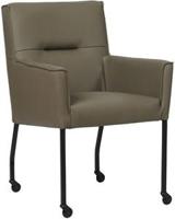 Grijze leren moderne eetkamerstoel Lucky - Toledo Leer Smog (grijs leer) - thumbnail