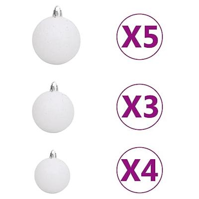 61-delige Kerstballenset met piek en 150 LED's wit en grijs - thumbnail