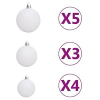 61-delige Kerstballenset met piek en 150 LED's wit en grijs - thumbnail