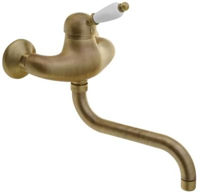 Inbouw Wastafelmengkraan Sapho Kirké 1-hendel Wit Retro Uitloop Gebogen 20 cm Brons