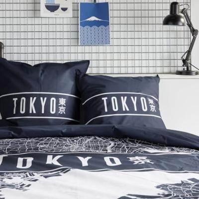 Beddengoedset - TODAY - JAVA - 2 personen - 240x220 cm - Katoen - Tokyo print - Donkerblauw