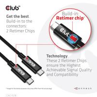 Club 3D CAC-1578 USB4 Gen3x2 Type-C Bi-Directionele kabel 8K60Hz 40Gbps PD 240W (48V/5A) EPR St/St 2m - thumbnail