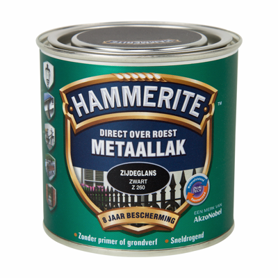 Hammerite Metaallak Direct over Roest Zijdeglans - Z260 Zwart