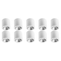 Opbouwspot 10 Pack - Pragmi Cliron Pro - GU10 Fitting - Opbouw Rond - Mat Wit/Zilver - Aluminium - Verdiept - Ø90mm - thumbnail