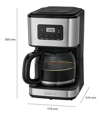 Clatronic ES 3643 Espressomachine met filterhouder Zwart, RVS 850 W Met kopverwarmer, Met melkopschuimer