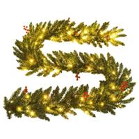 VidaXL Kunstkerstbomen 2 st met krans, guirlande en led&apos;s - thumbnail